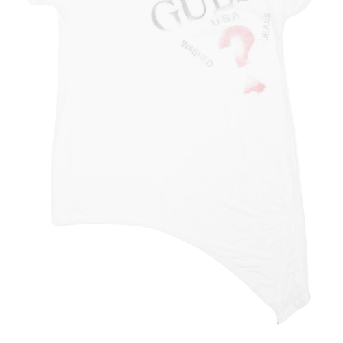 GUESS Asymmetrical Womens T-Shirt White Crew Neck S - Picture 5 of 6