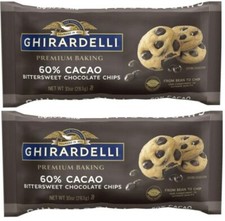 Ghirardelli 60 Cacao Bittersweet Chocolate Baking Chips 10 oz 2 Bags Premium