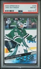 2020-21 Upper Deck Jake Oettinger YoungGuns #246 Rookie RC PSA 8