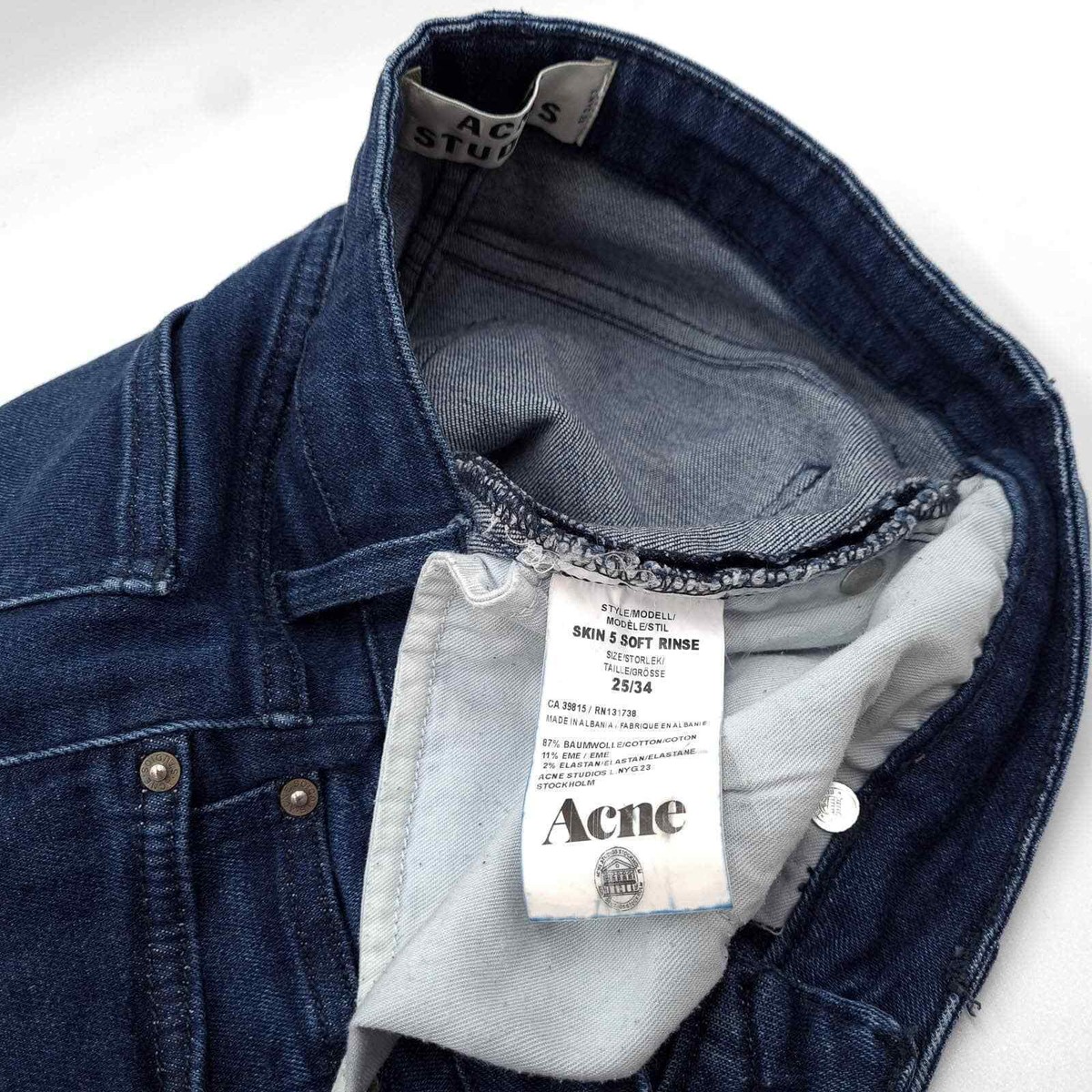 Acne Studios Women Jeans Skin 5 Soft Rinse Stretch Zx9 Size