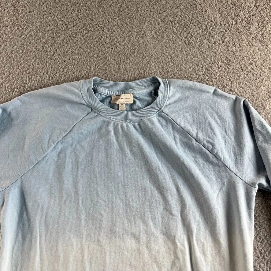 NEW Lucky Brand Sweatshirt Womens Medium Blue White Sweater Dip Dye Ombre Terry - Image 4 of 4