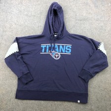 Tennessee Titans Hoodie Womens Large Blue Fleece Spell Out Logo Sweatshirt