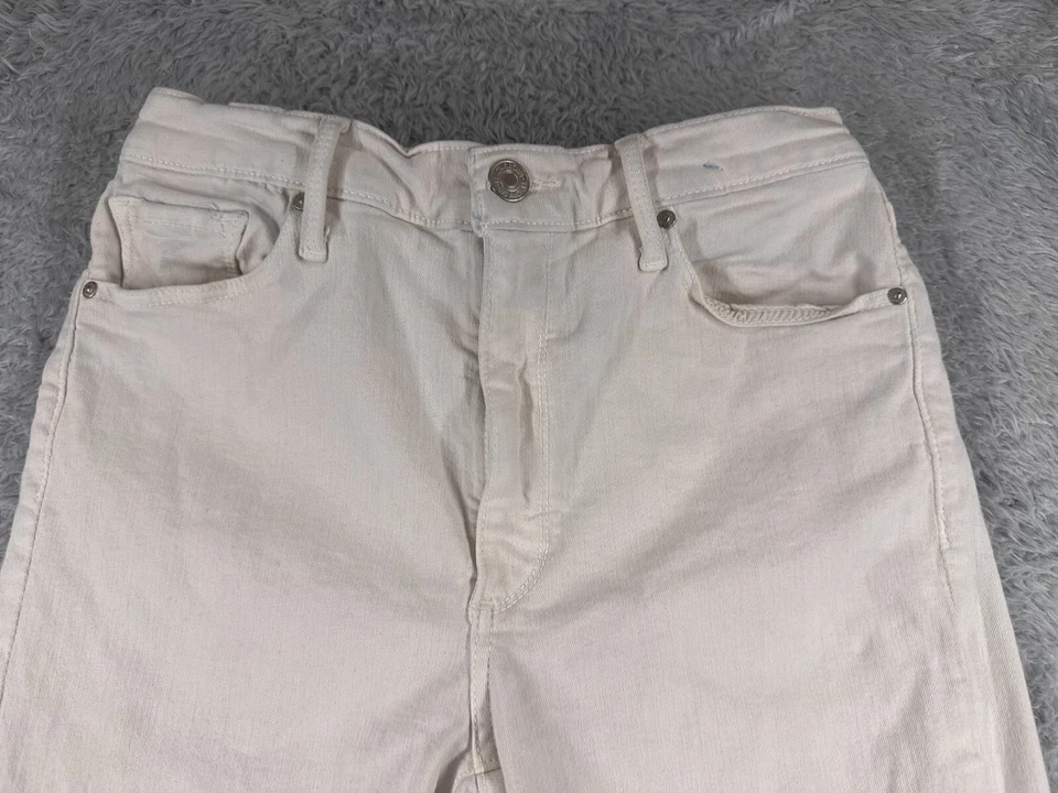 Pantalones de mezclilla negros orquídea para mujer blancos 28 acampanados dobladillo crudo mezcla de algodón 24x29 Foto 4 de 4