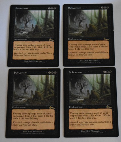 4X SUBVERSION Black Rare URZA'S LEGACY Enchantment MAGIC GATHERING CARD - Picture 2 of 4