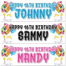 2 Personalised birthday banner balloon Stars kids adults party poster decoration