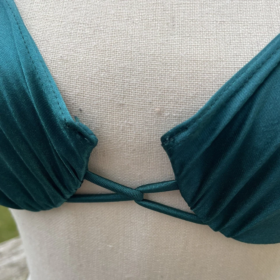 Sujetador WARNERS Brillante Satinado Sin Forro Nylon Acanalado Esmeralda 1022 Años 80 De Colección 34C Foto 4 de 4