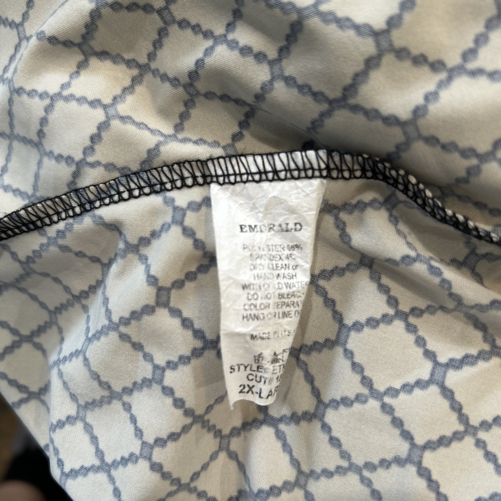 Emerald Stretch Tunic Blouse Trellis Geometric Print Top Women's Plus Size 2X