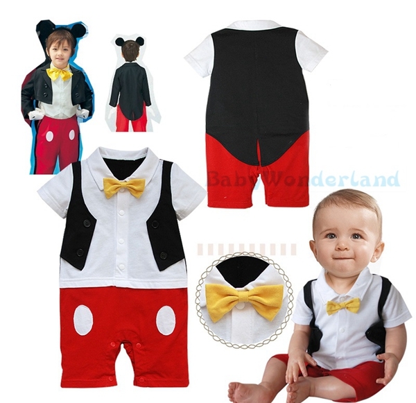 Baby Boys Cotton Mickey Mouse Costume Jumpsuit Romper One Piece