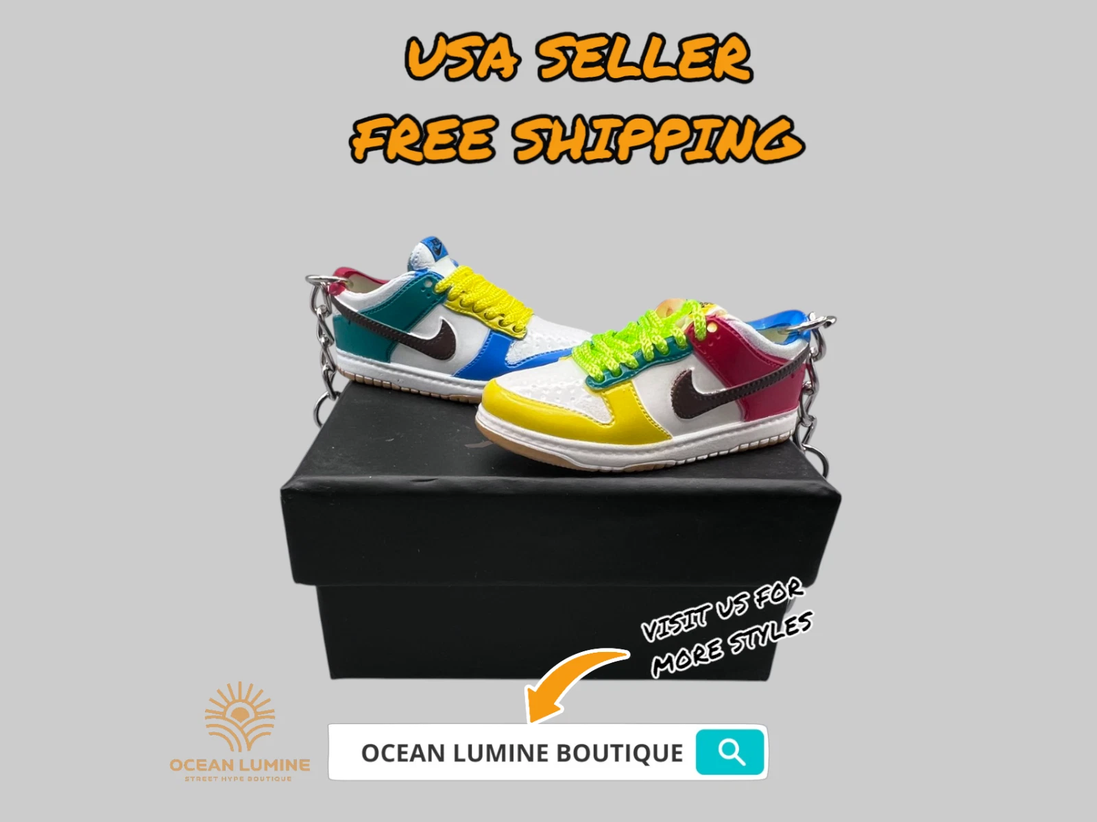 SB Dunk Low Mini Porte clés Baskets 3D, Baskets Basketball Boîte de Collection Options