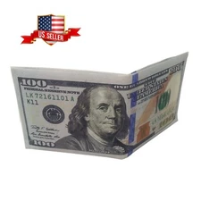 $100 Hundred Dollar Bill Wallet Money Thin Bi-Fold Card Holder