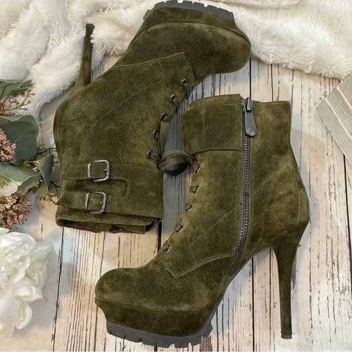 Sam Edelman Vancouver olive lace up heeled combat boots size 9 USA women - Picture 10 of 12