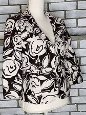 Talbots Women s 3/4 Sleeve Floral Cotton Linen Blend Blazer Jacket Sz 8 Brown