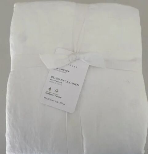 Pottery Barn Belgian Flax Linen F/Q Duvet NO SHAMS In White - Afbeelding 1 van 3