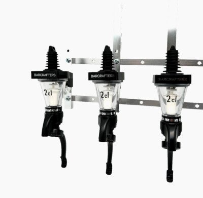 BARCRAFTERS  3 er Reihenhalterung + Spirituosen Dosierer mit Hebel KB6H 2 cl
