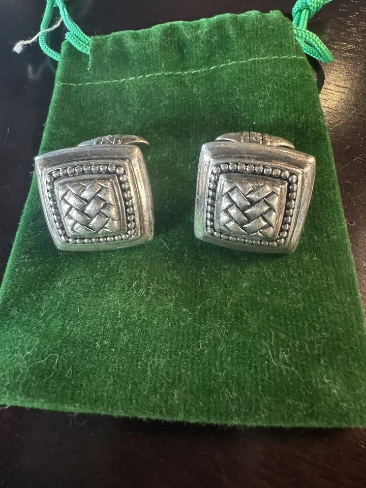 Gemelos Scott Kay Colección Moda Ecuestre Enmarcados Plata Esterlina (X-Larg Foto 2 de 4