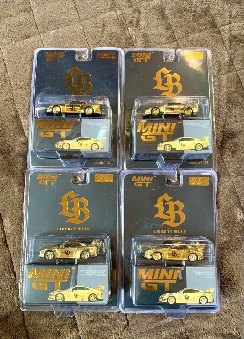 Mini GT 1/64 Nissan GT-R R35 Liberty Walk Tokyo Gold Set of Mini GT 1/64 Nissan GT-R R35 Liberty Walk Tokyo Gold Set of