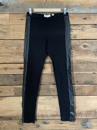 Ture By Vince Camuto Black Stretch Leggings Pants Faux Leather Strip On Sides XS - Picture 1 of 2