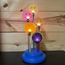 Vintage 1999 Groovy Glo 11.5” Tall Smiley Face Lamp GMA Purple Blue Plug In Y2K