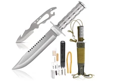 Cuchillo de rambo caza supervivencia tactico con funda de combate militar Nuevo