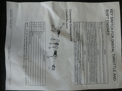 Mercury 8M3000252 Ignition Switch W/ Key Panel Dash Mount for sale  