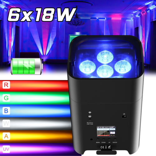 108W Battery Powered LED Uplight RGBWA+UV Wifi APP DMX Wireless Par Light Show - Picture 14 of 17