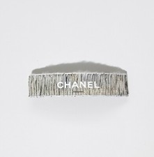 Authentic Chanel Christmas White and Gold metallic glitter ribbon gift