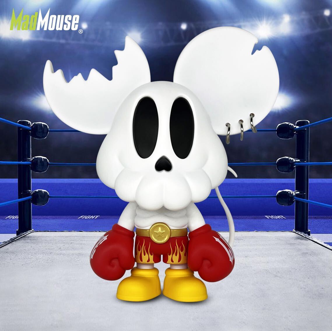 マッド・マウス　黒　ボクサー　ミニサイズ　ポップカルチャー　フィギュア　ソフビ New Mad Mouse Black Boxer Figure Soft Vinyl Design Art Toy