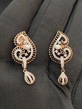 Pave 1,57 Cts Rotondo Brillante Taglio Diamanti Perla Ciondola Orecchini 14K Oro