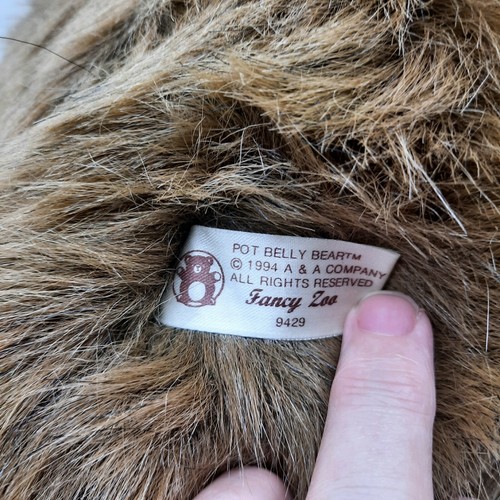 Vintage großer Topfbauchbär Fancy Zoo 16 Zoll Plüsch pelziger Braunbär Stofftier - Bild 7 von 12