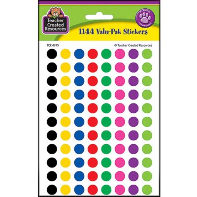 Mini Colorful Circles Valu-Pak Stickers Teacher Created Resources TCR4743