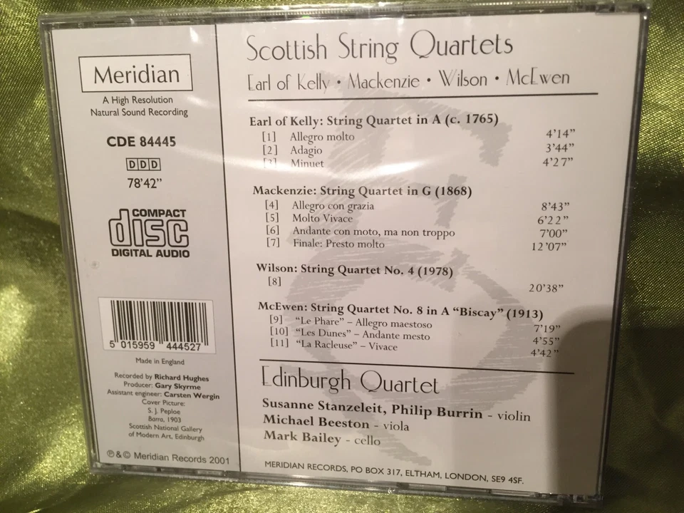 SCOTTISH STRING QUARTETS - EDINBURGH QUARTET - MERIDIAN RECORDS 2001 CD - Image 2 of 2