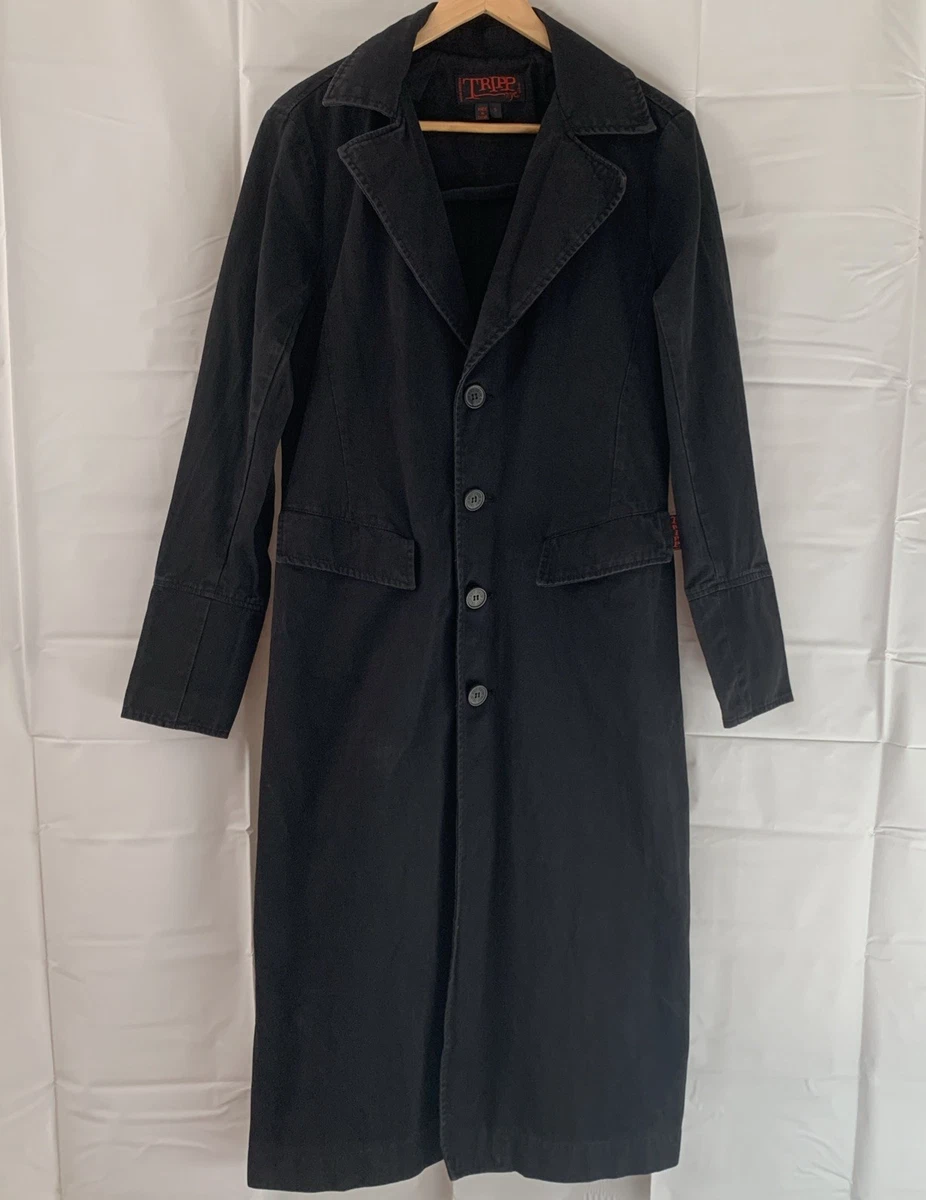 Trench Coats Black Cotton Outer Shell Coats, Jackets & Vests for