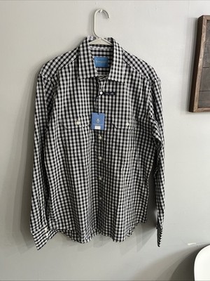 Leonardo Valenti Men s Black Plaid Long Sleeve Shirt, Slim Fit Sz L, Md In Italy