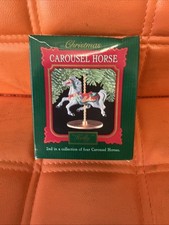 Vintage 1989 Hallmark Carousel Horse Holly Christmas Ornament #2