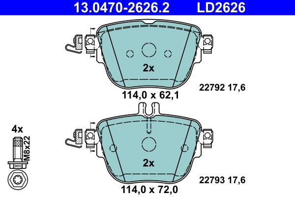 Plaquettes de frein ATE anti-usure pour corriger le freinage à disque OE 0004206