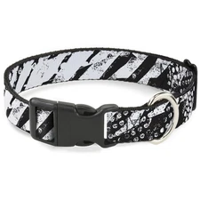 Plastic Clip Collar Grunge Tread Black/White Large 15-24"
