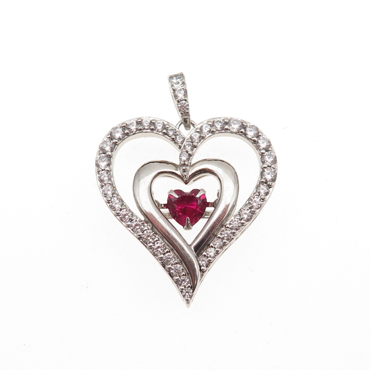 SUN 925 Sterling Silver Lab-Created Ruby & C Z He… - image 4