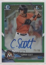 2018 Bowman Draft Chrome Pick Green Refractor 25/99 Connor Scott Auto r7d