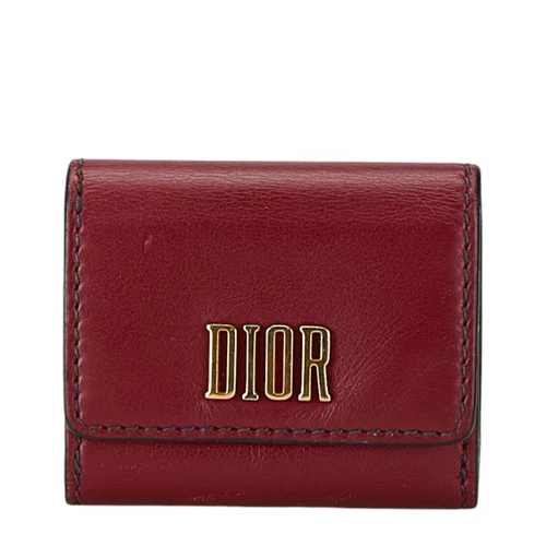 Christian Dior Dior D FENCE LOTUS Portefeuille Tri Fold Compact Vin Rouge... GZl14h11