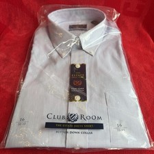 Club Room Light Blue Button-Down Dress Shirt - The Estate Pinstriped 16 32/33