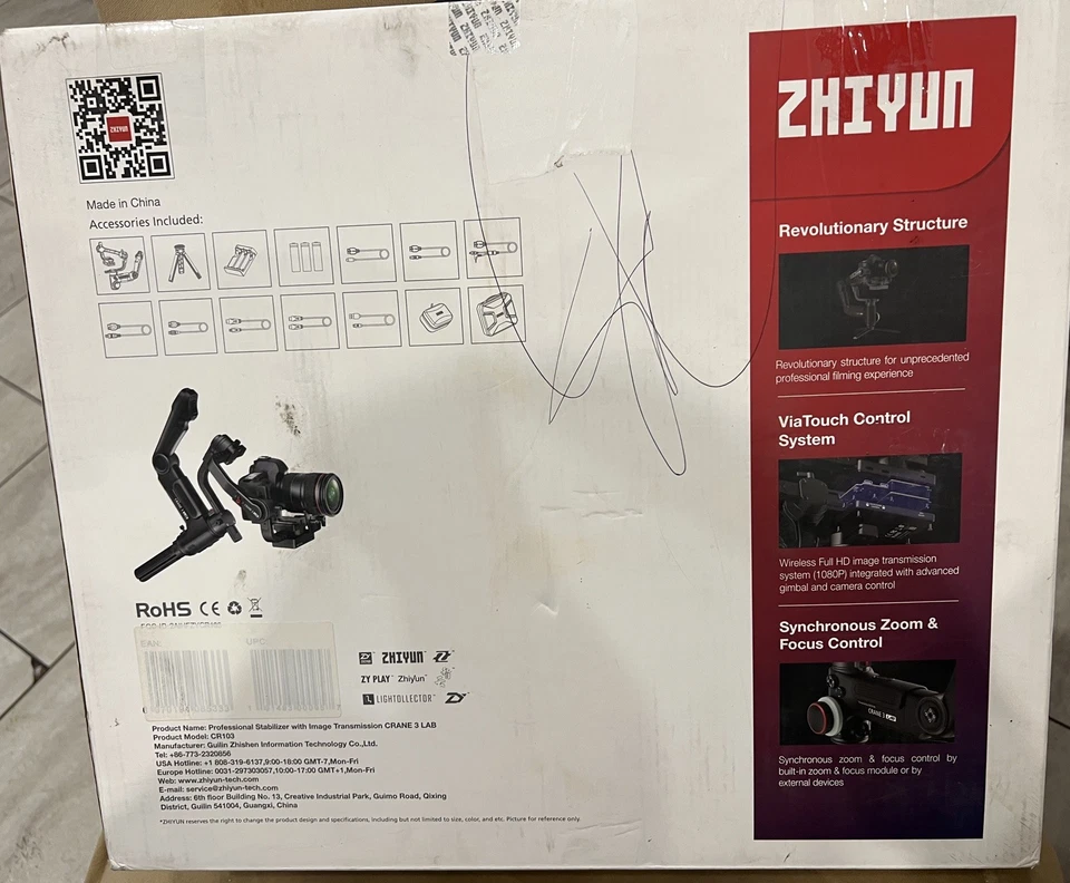 ¡CAJA ABIERTA! Estabilizador profesional cardán de mano de 3 ejes Zhiyun CRANE 3 LAB Foto 4 de 4