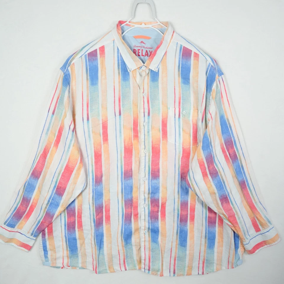 Tommy Bahama Linen Shirt Mens 4XB Button Down Long Sleeve Relax Rainbow Colorful - Image 2 of 4