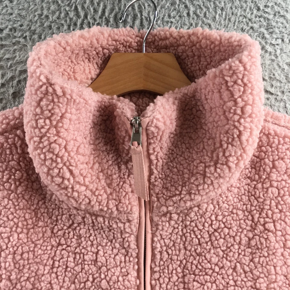 H&M Chaleco Mujer XXL Polvoriento Rosa Peluche Sherpa Vellón Cremallera Completa Cuello Simulado Acogedor Foto 3 de 4