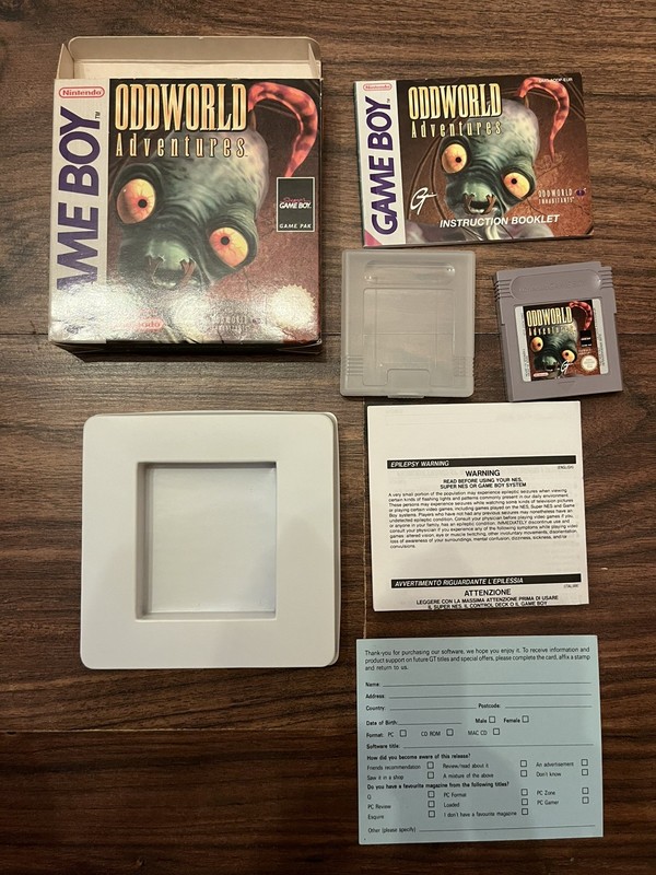 Oddworld Adventures - Game Boy with box and manual, excellent condition