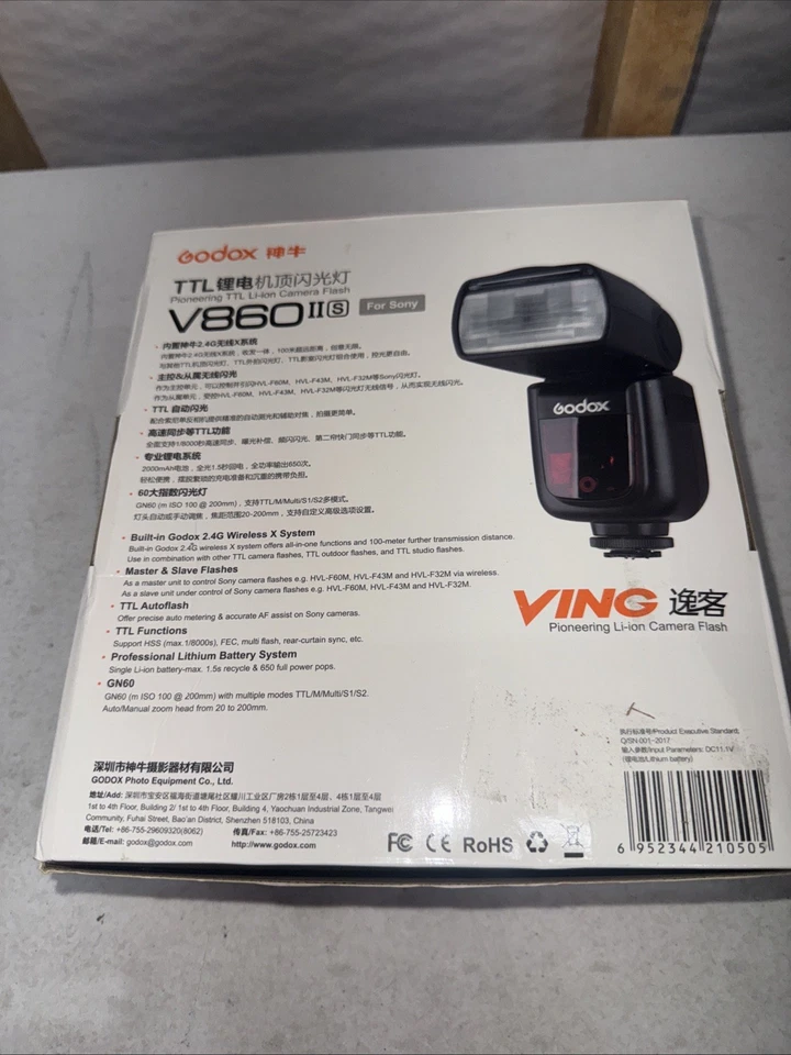 Godox VING V860IIS TTL Li-Ion Flash Kit for Sony Cameras in Black - Image 2 of 4