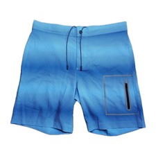 Mack Weldon Mens 35/36 Blue Board Shorts Zip Pockets Stretch Beach Surf Hike