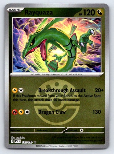 Rayquaza (Friend Ball) 153/217 Rare Ascended Heroes Pokemon Near Mint - Picture 1 of 2