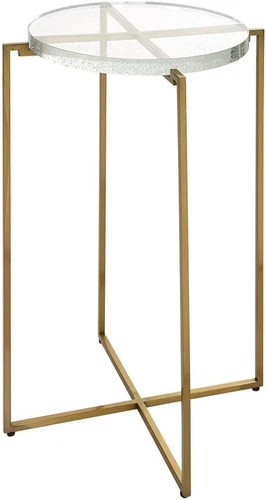 Star-Crossed Modern Gold & Clear Stainless Steel Accent Table - Picture 3 of 4