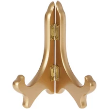 Bard's Hinged Gold MDF Wood Stand, 5" H x 5.75" W x 3.75" D (For 5"-7.5" Plates)