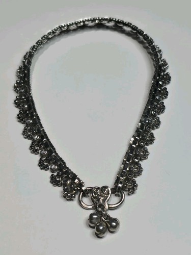 VTG Indian Tribal Silver Anklet Payal Rajasthan Boho Floral Charm 16.55g 8.5 "